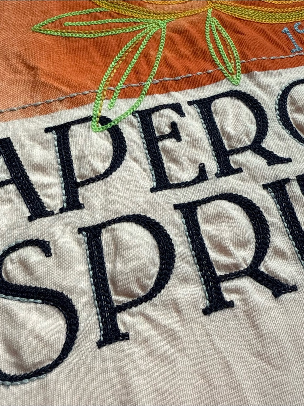 Anthropologie Light Peach Aperol Spritz Graphic Dolman Tee | Size Small - Picture 3 of 6